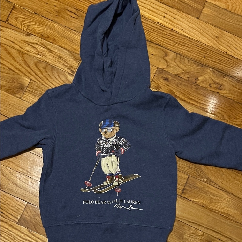 Ralph Lauren Kids Navy Hoodie with Skiing Bear
